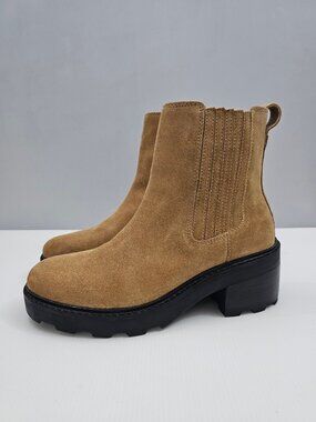 Madewell Gwenda Platform Chelsea Ankle Boot Womens 9 Toffee Brown Suede Lug Sole